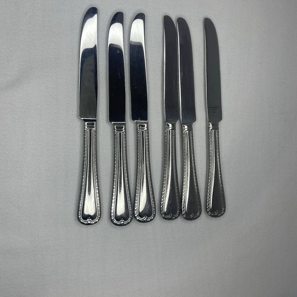 Reed & Barton Wakefield‎ Elegant Bead Flatware Dinner Knives Stainless Steel (6)